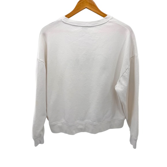KULE Womens Organic LOVE Sweatshirt L White Green Pullover Crew Casual Lounge - Picture 9 of 9